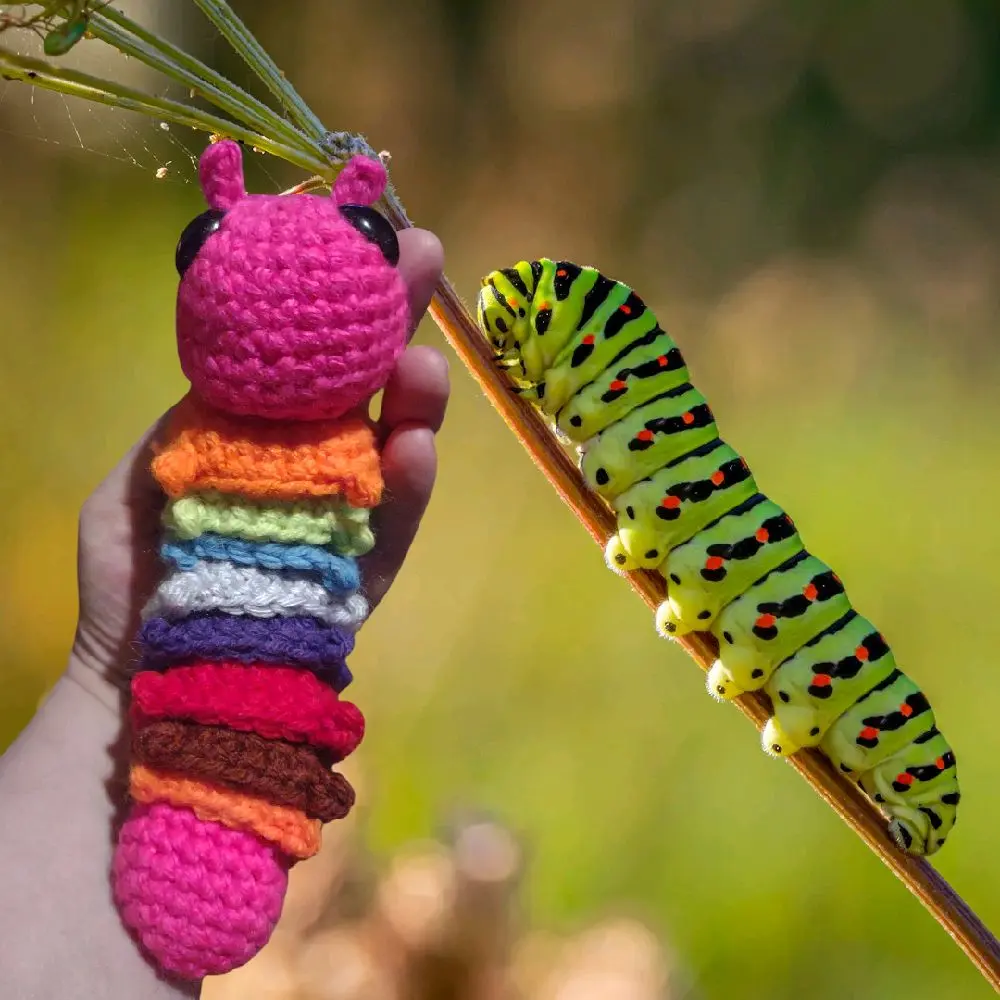 Hand Made Crochet Fidget Caterpillar - Colorful Design with Various Shapes, Perfect for Stress Relief and Play
