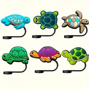 6pcs Silicone Straw Top - Reusable 10mm Beverage Straw, 30-40 oz Cup Decorative Lid, Perfect Birthday Party Gift