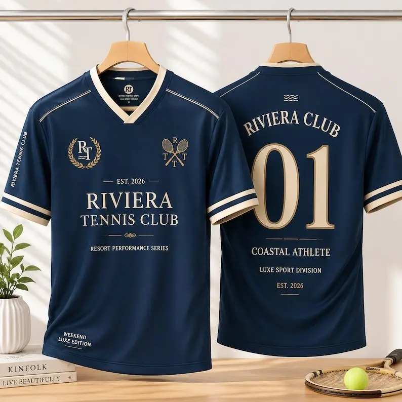 Riviera Tennis Club Jersey, Custom Sport Jersey Shirt, Men Women Athletic Soccer Style Tee, Luxury Sportswear, Personalized Team Jersey 01