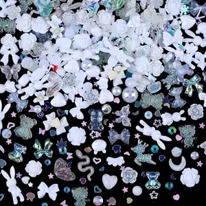 300pcs Nail Art Charms Kit, Resin Nail, Nail Art Accessories( white)