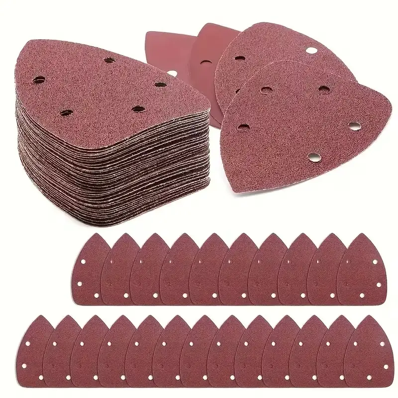 [Summervibes] 80 Pcs Triangular Mouse Sander Sandpaper Pads Set,11-Hole Hook & Loop Detail Sanding Sheets,Premium Aluminum Oxide Abrasive for Metal,Wood,Paint,Leather,Glass,Tools & Hardware