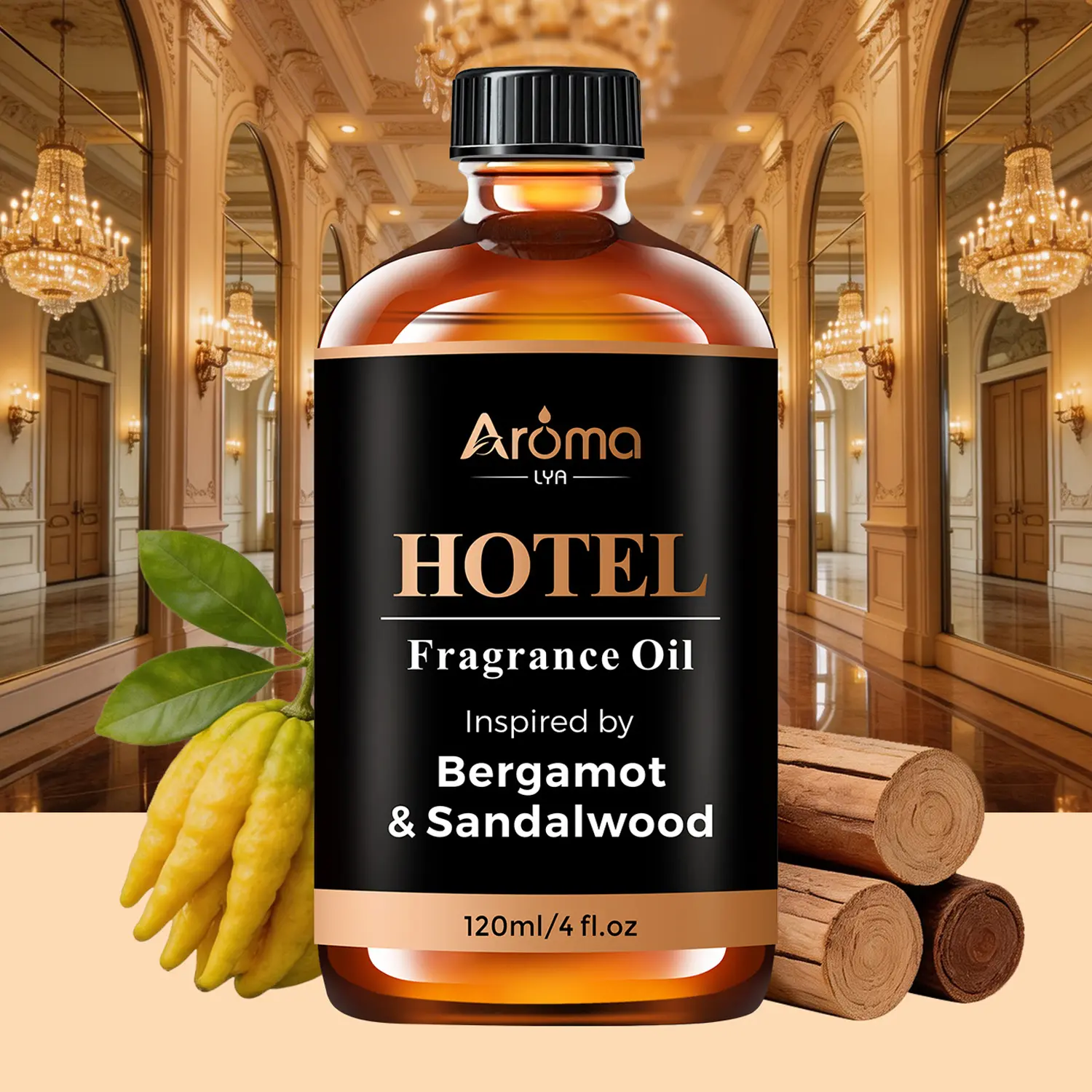 Hotel Diffuser Oil Inspired by Bergamot & Sandalwood Fragrance Oil- 120ml 4oz- Aromatherapy Essential Scent Oil for Waterless Diffusers Pleasant Fragrant fragancia