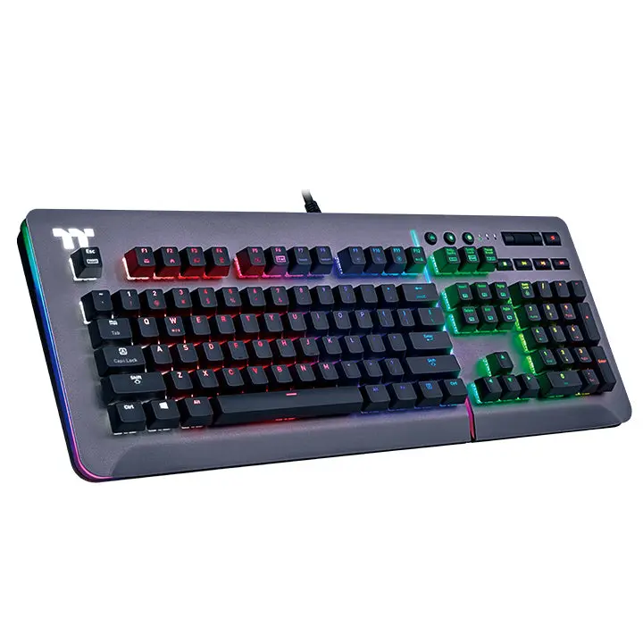 Level 20 RGB Titanium Mechanical Game Keyboard with Cherry MX Blue Switches, Lighted Wired RGB Keyboard, Gaming Peripherals with Aluminum Plate, Lighted Keyboard, Rgb Lighting
