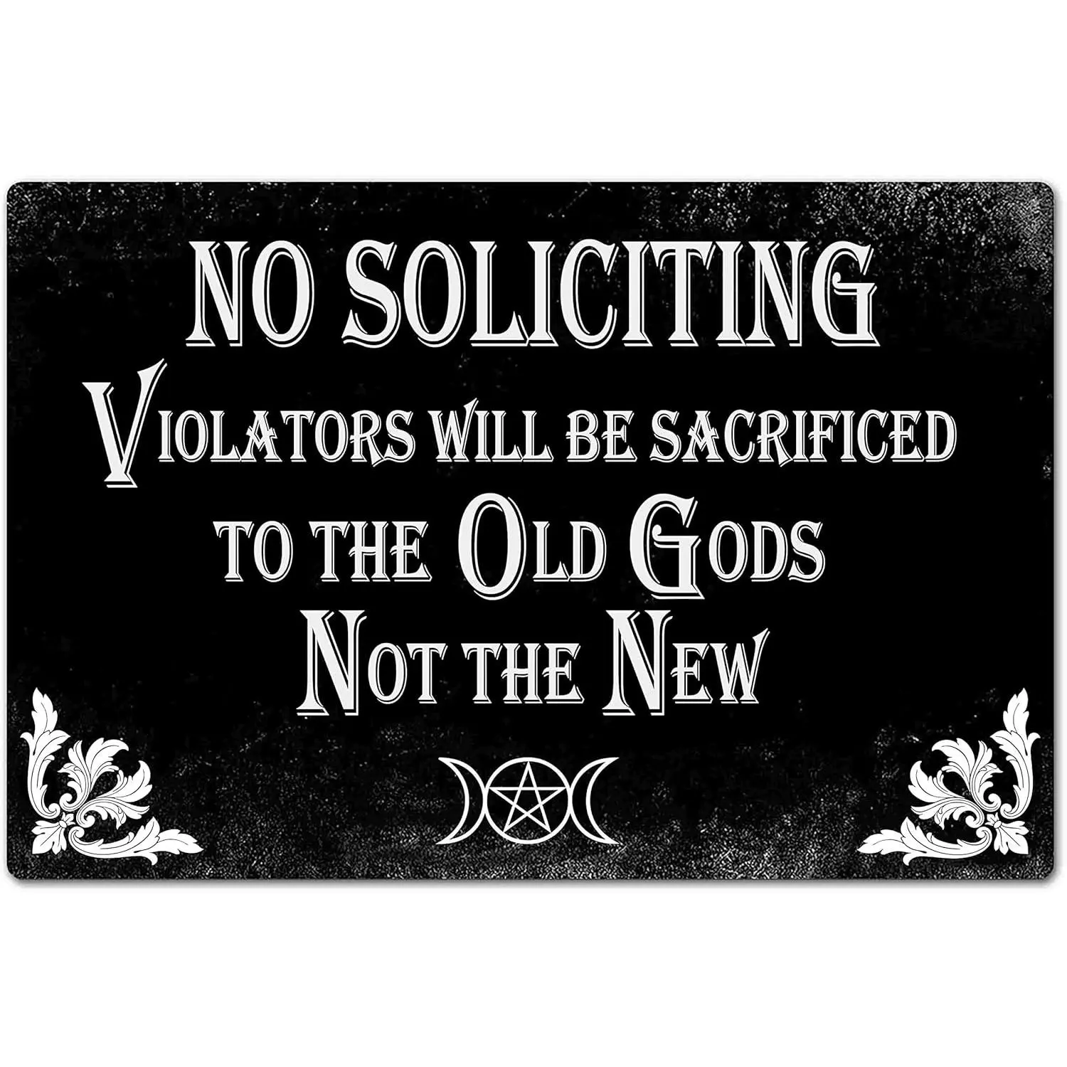 Gothic No Soliciting Sign for House - "Violators Will Be Sacrificed To The Old Gods" Door Wall Art Sign, 12x8 in, Home Decor Gift for Gothic Enthusiasts