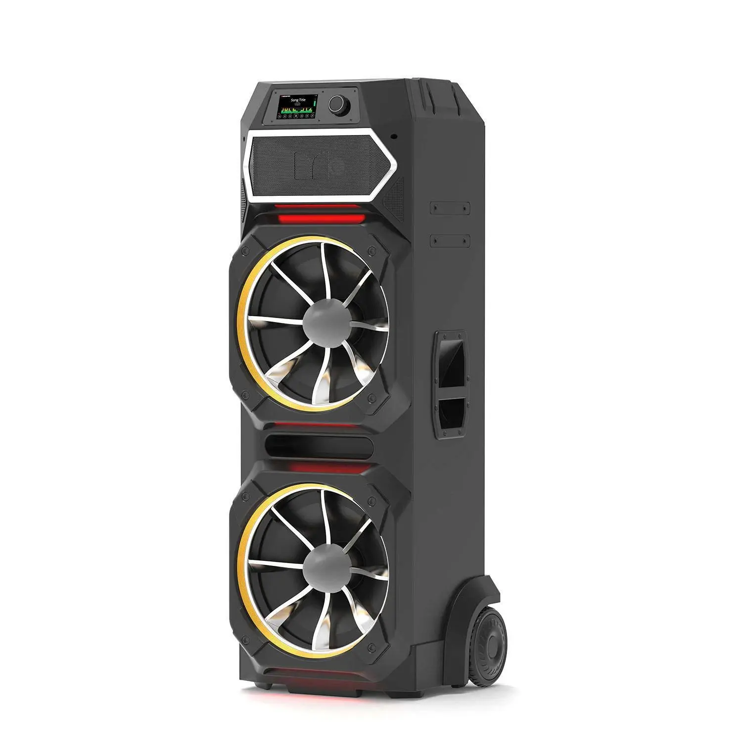 Monster GI30 1800W High-Power Wireless Party Speaker - Bluetooth Connectivity, Subwoofers, HiFi Audio, Dual Bass Drivers, Colorful LED Lights, Touchscreen Display, Mic Input, USB/Aux Input, Audio Preferences, FM Radio Presets
