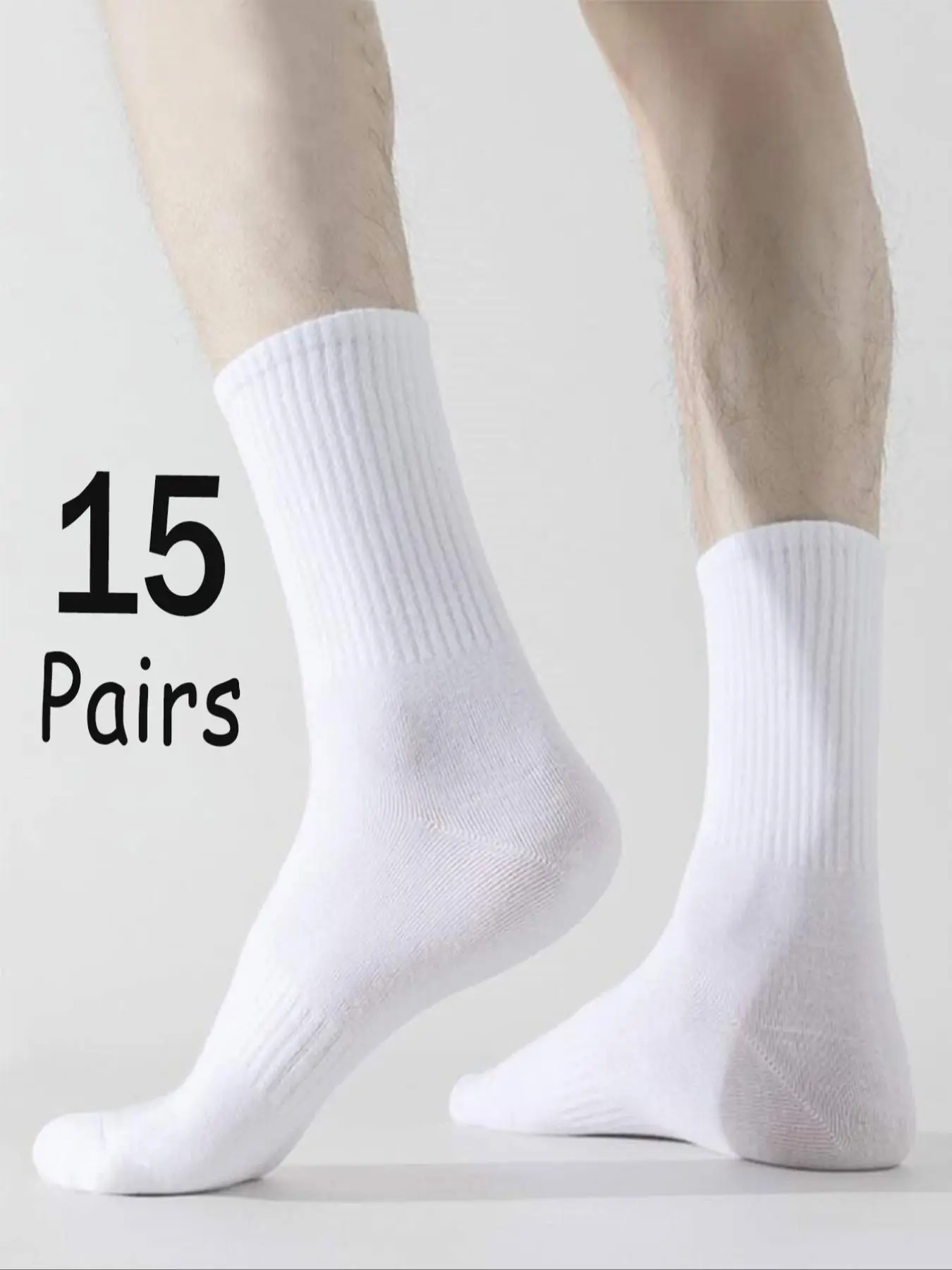 Men's Solid Crew Socks, Casual Moisture Wicking Mid Calf Socks, Soft Comfy Breathable Plain Socks for All Seasons and Daily Wear, Summer Socks
