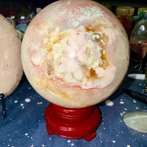 Pink Amethyst Sphere With Stand (Red Cherry)