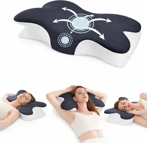 Cervical Neck Pillow, Memory Foam Contour Bed Pillow with Dual Height,Breathable Washable Cover, Neck & Shoulder Support for Cozy Sleeping, Side Back & Stomach Sleepers