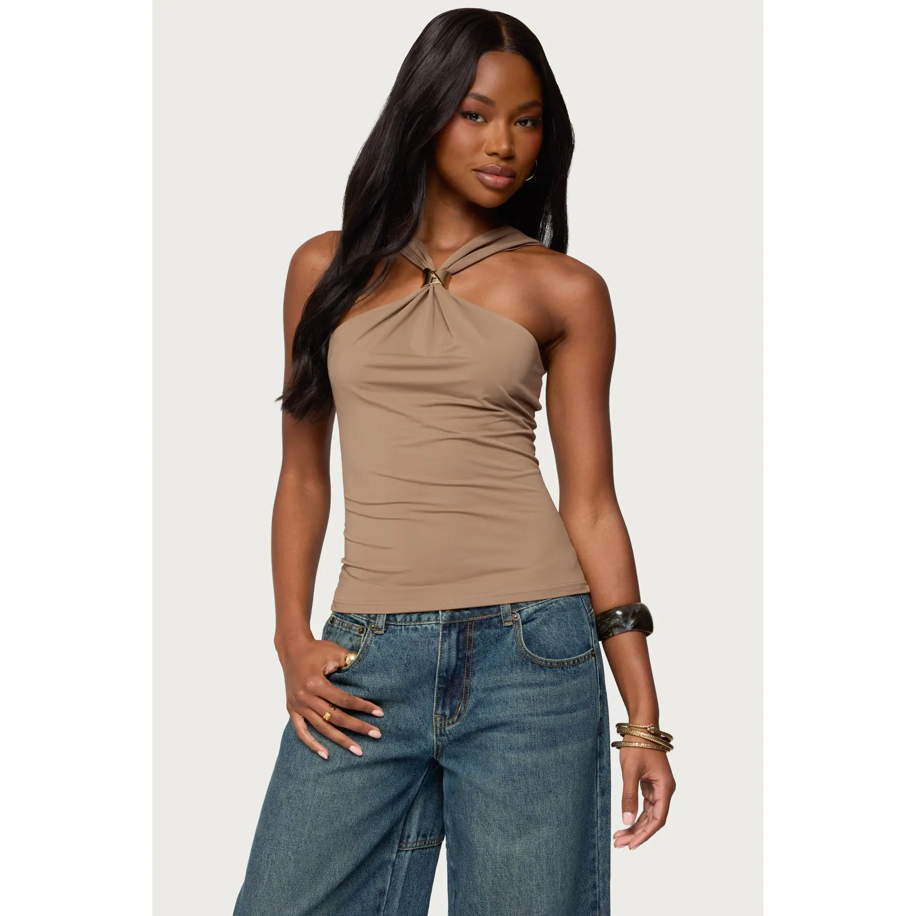 Cielle Wide Strap Gathered Top