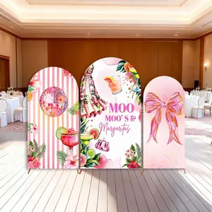15-day Delivery Moo Moo’s and Margaritas Arch Backdrop Cover Stand Pink Cocktail Dress Floral Photography Women Party Decorations