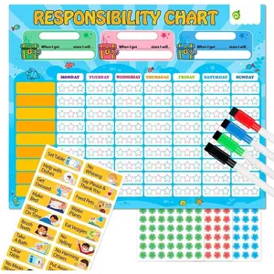 Responsibility Chart, Chore Chart for Multiple , My   Chart Daily Routine Good Behavior Charts Dry Erasable for  at
