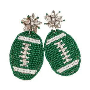 Green Football Earrings