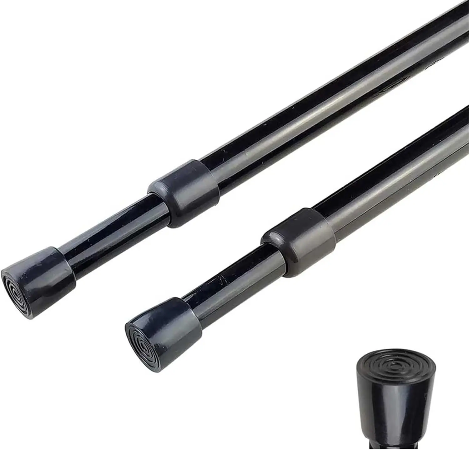 2pcs Durable Non-Slip Curtain Rod Tension, Telescopic Adjustable Expandable 28-43 in Black Curtain & Blind Accessories, Wipe-Clean for Kitchen, Bathroom Windows