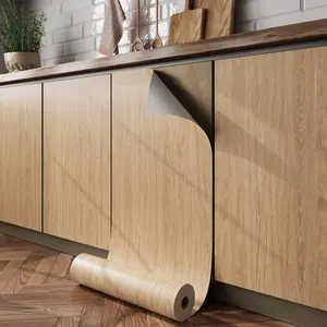 Peel and Stick Maple Wood Vinyl Flooring Roll - 23.62"x197" Waterproof Removable Paper for Countertop, Walls, Cabinets