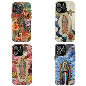 Catholic Christian Lady Guadalupe Floral Durable Cellphone Case - Shockproof Protection Shell, iPhone 11/12/13/14/15/16/17 ProMax Plus Accessory, Ideal Gift for Adult Fans