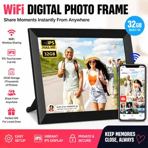 FRAMEO 10.1 Inch WiFi Digital Picture Frame, 1280x800 HD IPS Touchscreen Digital Photo Frame Electronic, 32GB Storage, Auto-Rotate, Wall Mountable, Share Photos/Videos via Frameo App from Anywhere Home Decoration Adjustable summerwins
