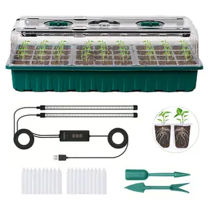 Seedling tray with plant growth lamp for seed cultivation, 1 set/36 holes seedling set, seedling tray set with humidity cover, automatic timer, dimmable germination tray for indoor gardening, indoor seedling pots for home gardening, Durable Growing Tray