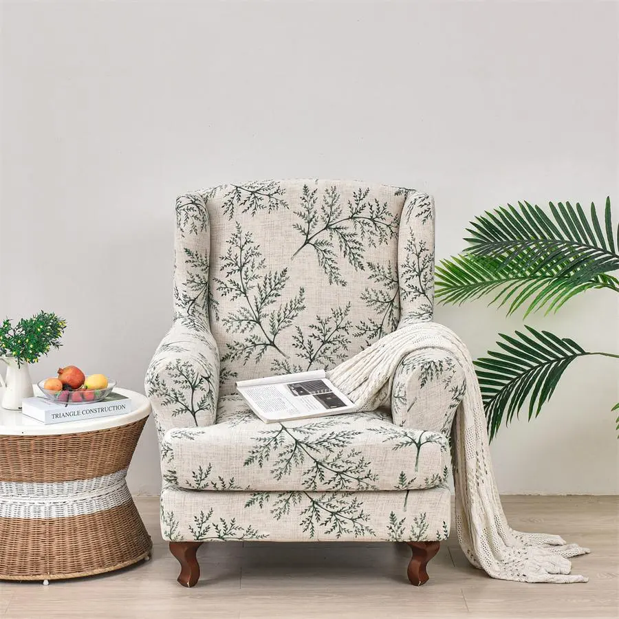 Leaf Print Wingback Chair Cover, 1 Set Soft Comfortable Sofa Slipcover, Sofa Protector for Home Living Room, Home Decor, Soft Couch Cover