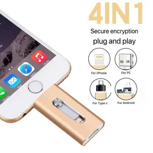 USB 3.0 Flash Drive, 4-In-1 Portable USB Memory Stick Storage Device for PC/MAC and Android Phones, Ideal for Photo and Data Transfer, Class 10 Speed, USB Flash Drives