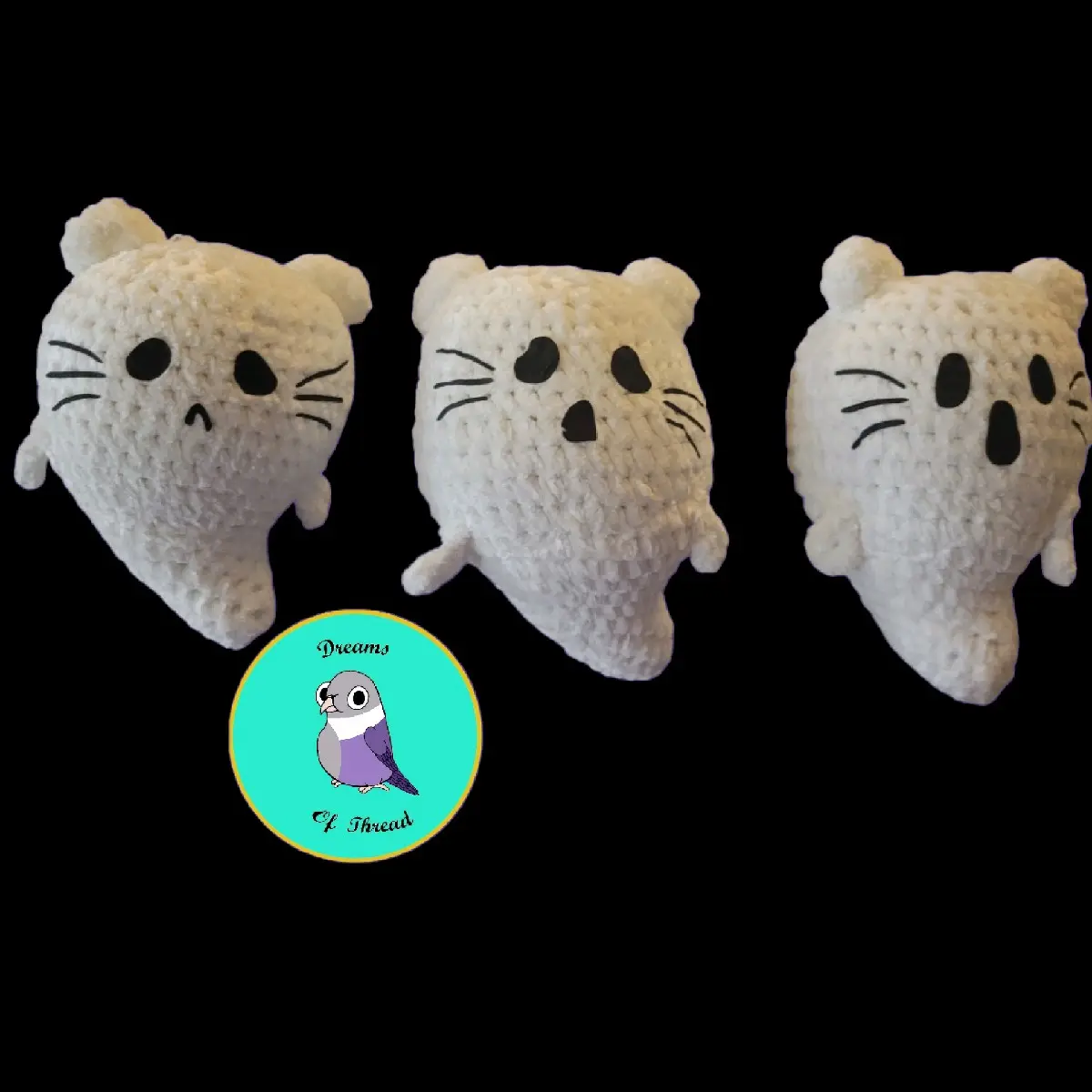 Ghost cat crochet chenille plushie, spooky cute ghost cat plushie, personalized ghost cat, cute cat, handmade crochet ghost cat, ghost cat