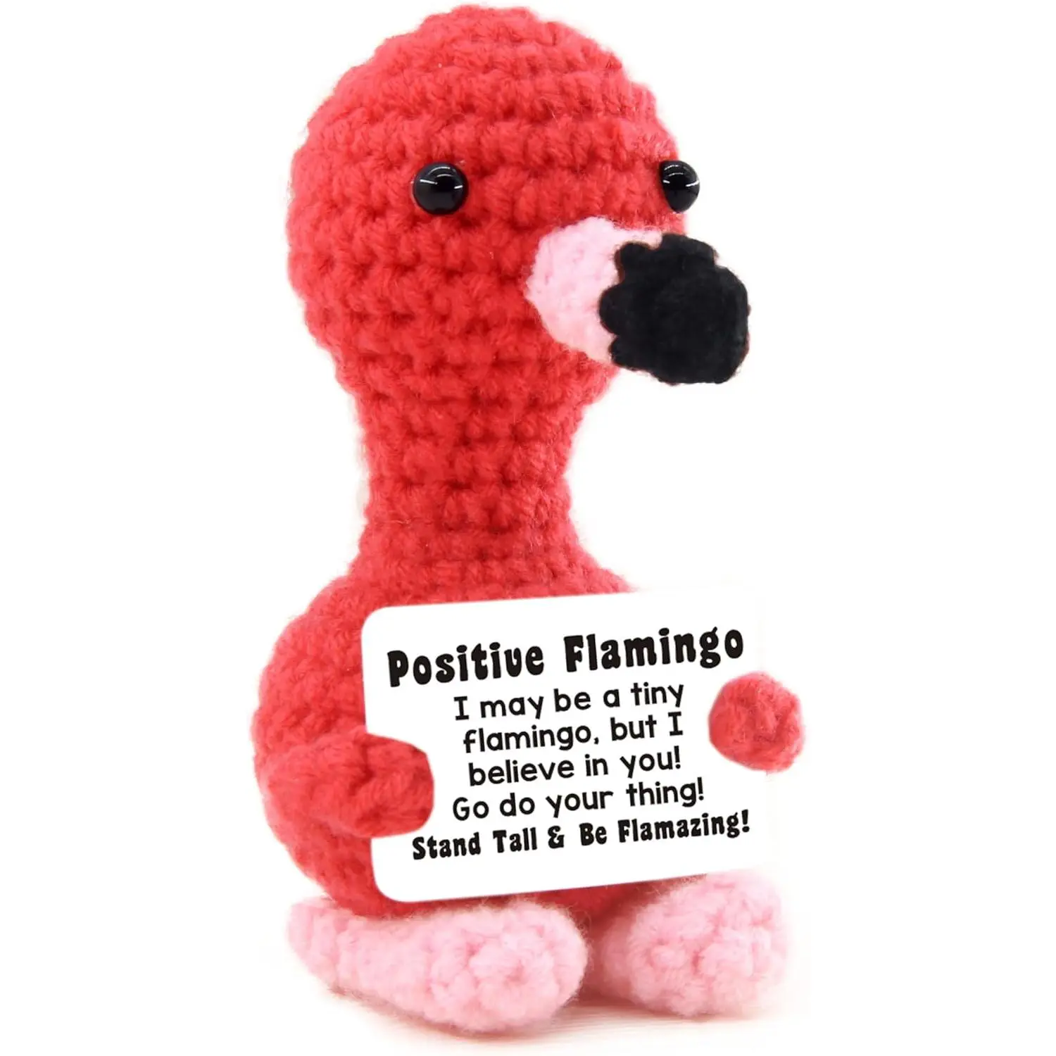 RMAN Mini Crochet Flamingo Handmade Plush - Cute Plush Charm, Positive Emotional Support Animal, Home Decor Statue, Gifts for Girlfriend, Teen Girls