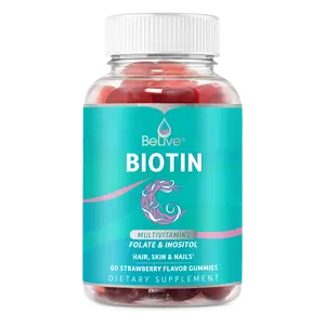 BeLive Biotin Gummies with MultiVitamins, Folate, Inositol – Supports Hair Growth, Healthy Skin & Nails – Vegan, Pectin Based – Strawberry Flavor (1)