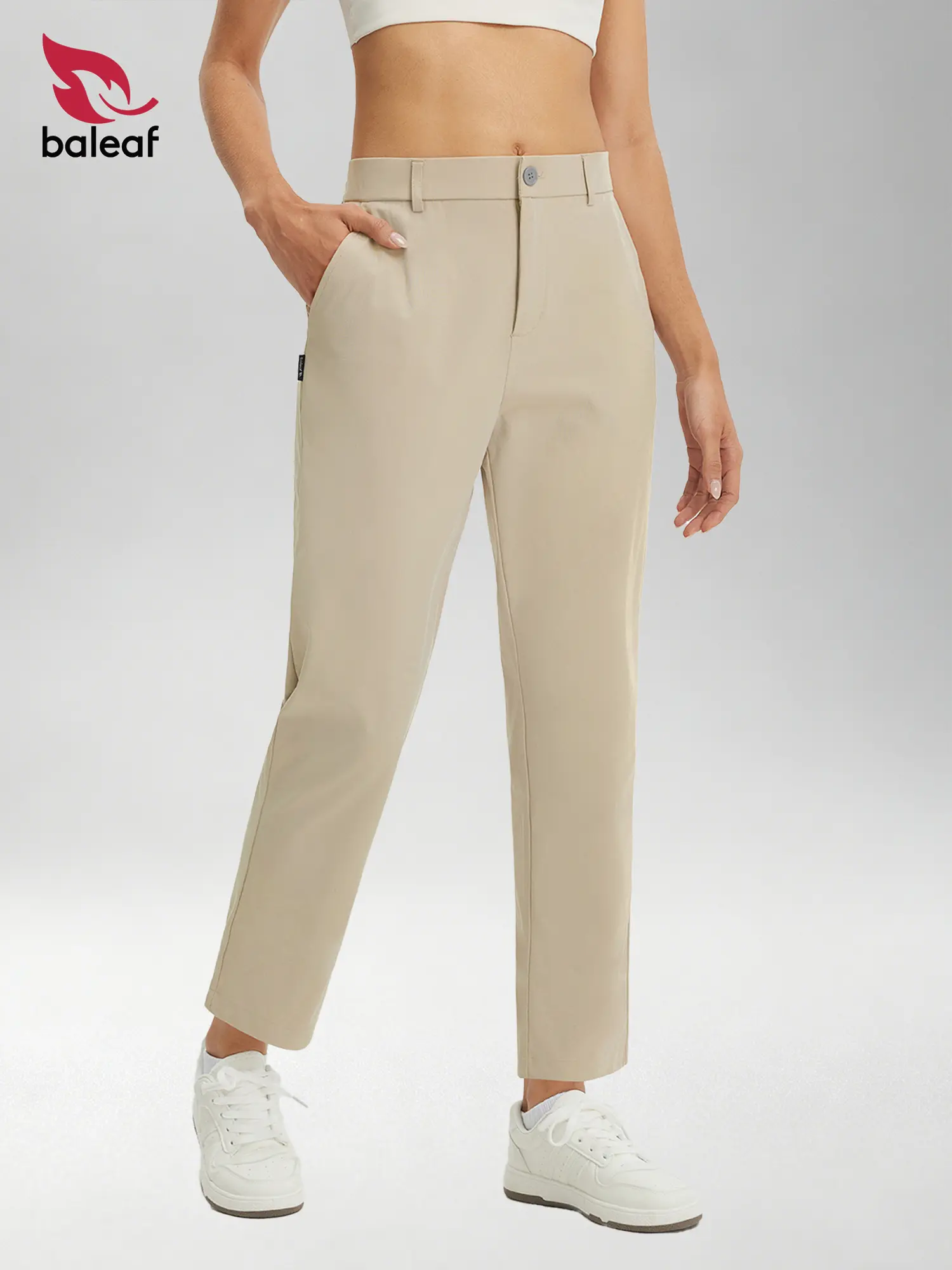 BALEAF Women's 25"/27" Straight Leg Business Casual Pants Stretch Work Slacks with Pockets UPF 50+ Quick Dry Lightweight Travel Office Commuter Everyday Wear Golf Water Resistant Hiking Walking