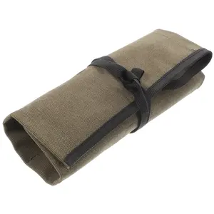 1pc Brown Knitted Fabric Roll-Type Tool Storage Bag, Tool Pouch, Tool Bag Organizer, Non-Waterproof, Portable & Adjustable, Durable Oxford Cloth, Ideal for DIY & Professional Tool Organization