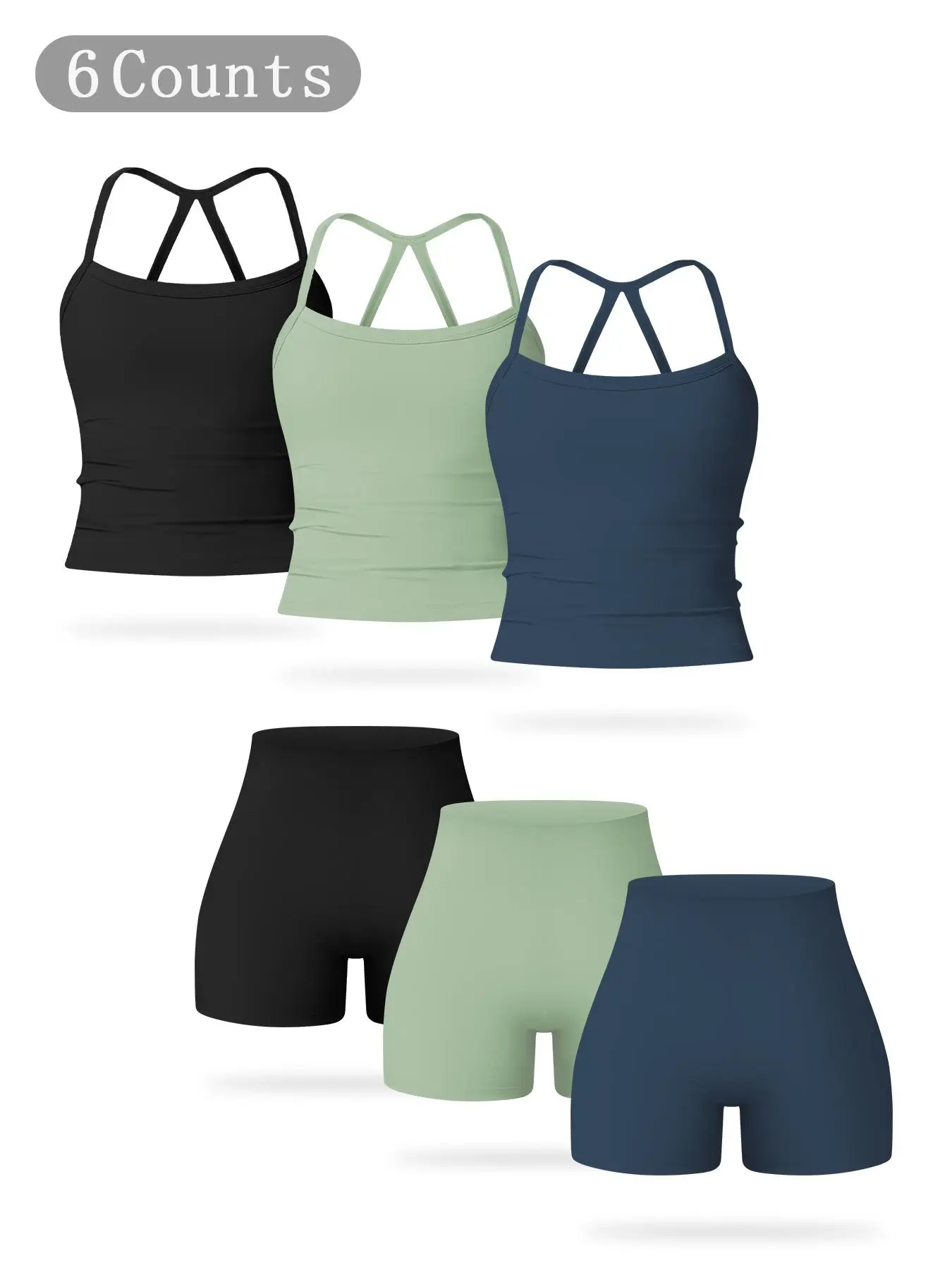 Women's Solid Backless Sports Cami Top & High Waist Shorts Sportswear Set, Casual Comfy Breathable Tummy Control Two-piece for Yoga Gym Workout Runnin