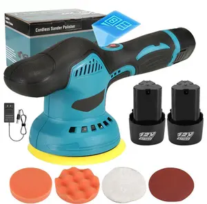 Cordless Car Buffer Polisher, 6 In Mini Buffer Polisher Kit with 2 Pack 12V Rechargeable Batteries,8 Variable Speed 2800-5500RPM Orbital Polisher for Car Boat Detailing, Polishing,Scratch Removing