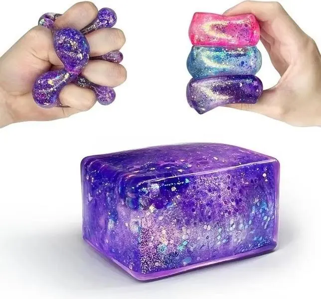4PCS Unisex Aurora Malt Sugar Squishy Cubes - Slow-Rebound Texture Cube Squeeze Stress Toys, Assorted Collectible Squishies for Fidgeting & Stress & Anxiety Relief (Yellow+Purple+Pink+Blue) for Hobbies Enthusiasts