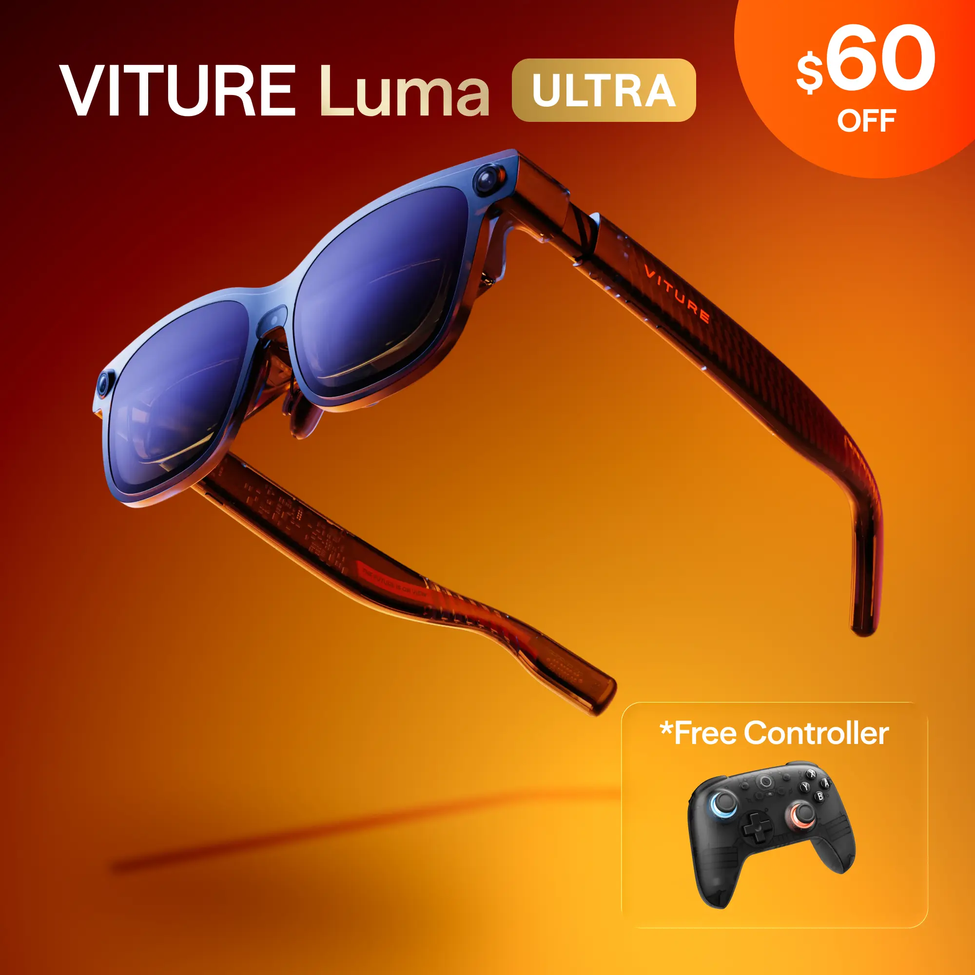 VITURE Luma Ultra XR/AR Glasses,smart glasses,152” 1200p Display, 1500 Nits Brightness,3 cameras, features hand gesture, full 6DoF, Works with iPhone 17/16/15, Android, Mac, PC, Switch 2, PS5 & Steam Deck