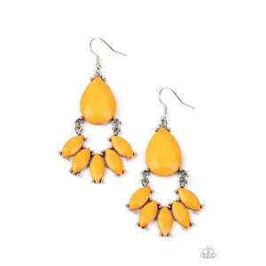 POWERHOUSE Call - Orange Marigold Bead Silver Earrings - Paparazzi