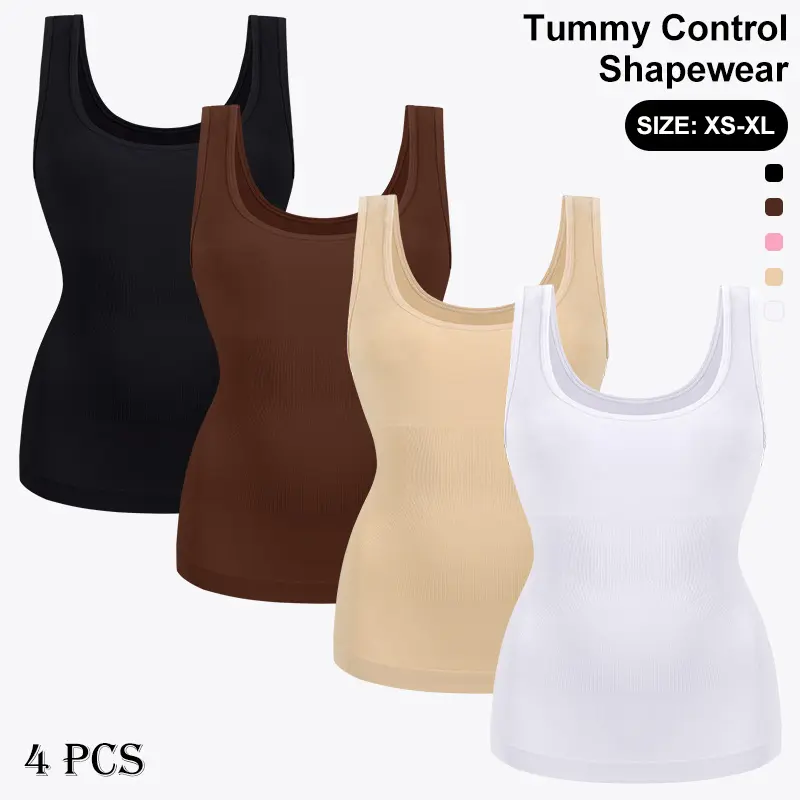 Women's Solid Compression Shapewear Top, Sleeveless Tank for Body Shaping with Tummy Control and Posture Support, Basic Casual Wear Blouse, Compression Support Shapewear Tops, High Compression Shapewear Tops
