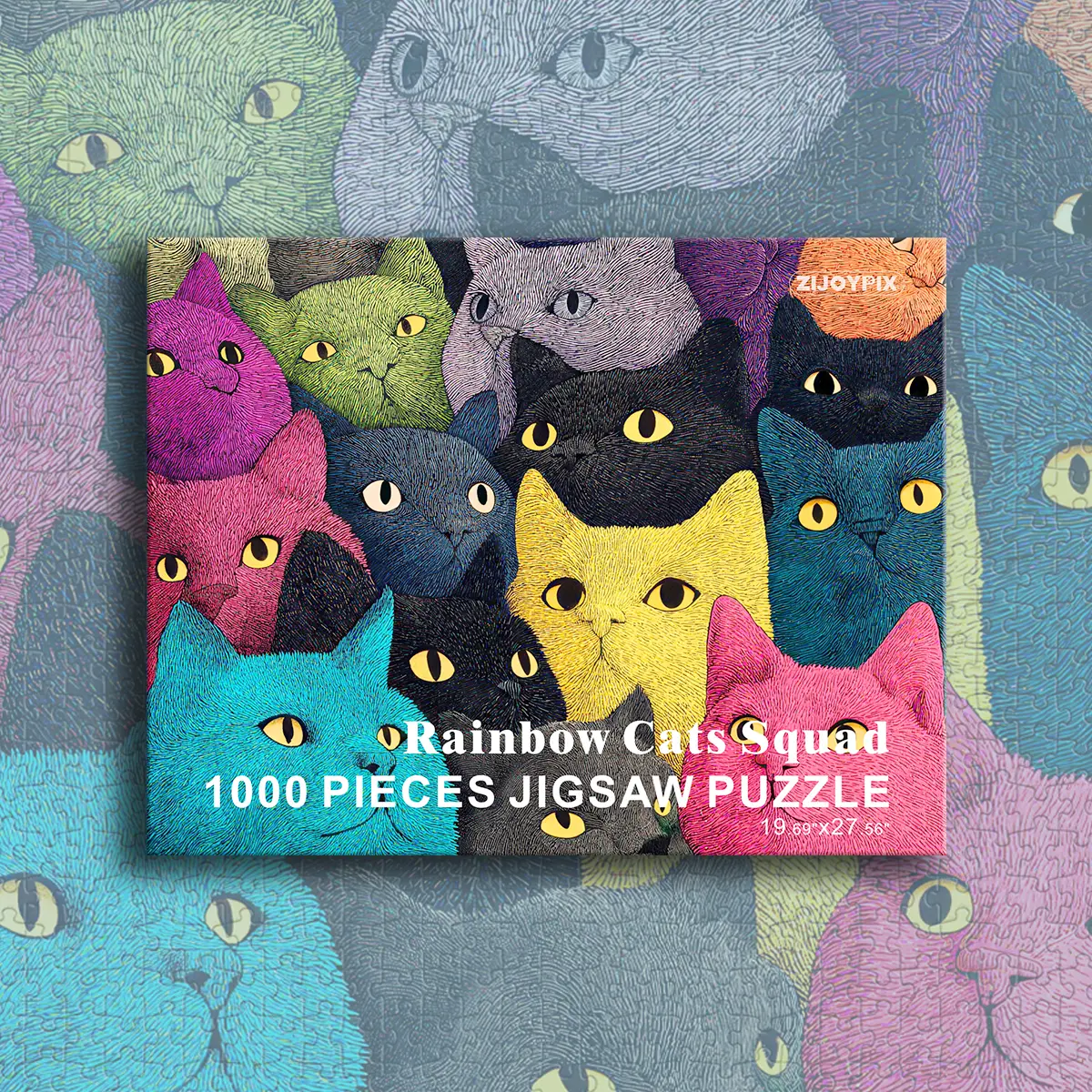 1000-Piece Quirky Cat Jigsaw Puzzle for Adults, Vibrant Matte Art Challenge, Relaxing Hobby, Fun Cat Lover Gift