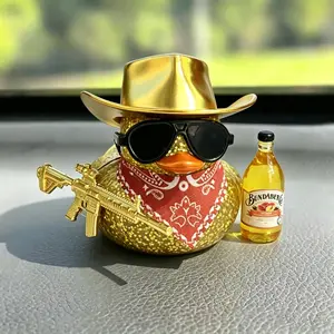 1pc Cool Cowboy Duck Car Dashboard Ornament, Funny Western Rubber Duck with Beer, Car Interior Decoration, Unique Car Interior Accessories for Car, Truck, SUV, Perfect Car Gift, Car Accessory, Car Decorations