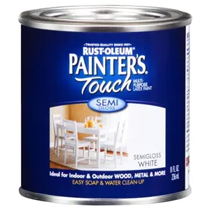Rustoleum .50 Pint Semi Gloss White Painters Touch Multi-Purpose Pain 1993-730, Outdoor, Touch Up Paint, Wood
