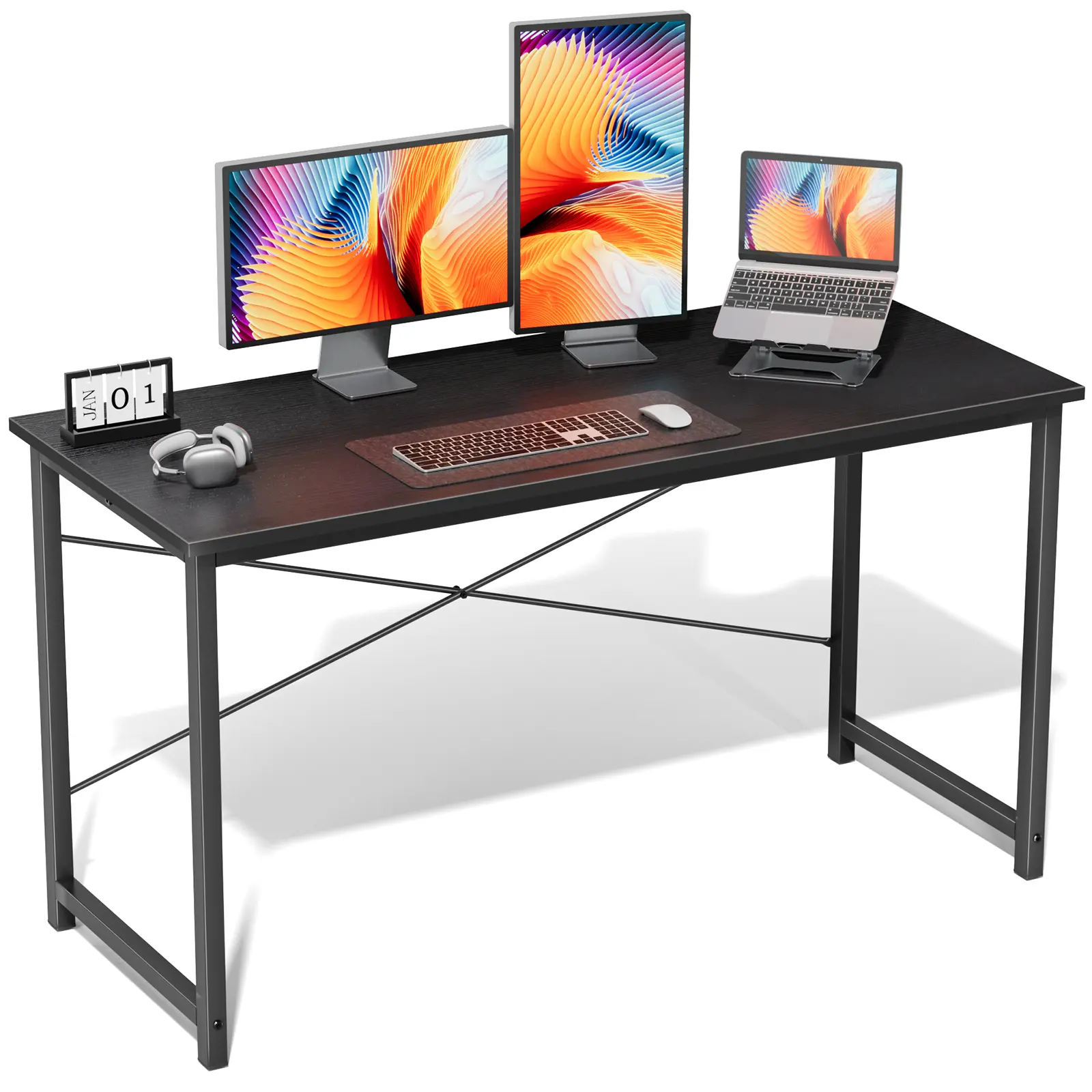 Space Saving Computer Gaming Desk - 31-63 Inch Sturdy Office Furniture Workstation Table, Multifunctional Writing Computer Table for Small Spaces, Home Office & Bedroom