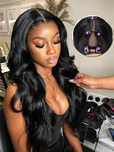 26 Inches Upgrade Body Wave V Part Wigs Glueless Clip In Hair Wigs No Leave Out No Glue No Sew In Beginner Friendly Soft Fluffy Synthetic Hair Wigs For Ladies