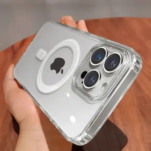 Original Magnetic Magsafe Transparent Case Compatible with iPhone 16/15/14/13/12/11 Pro Max/Plus Shockproof Wireless Charge Acrylic Cover Fashion