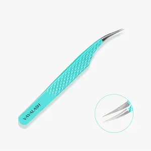 VG-05 Fiber Tip Blue Coated Curved Isolation Tweezers for Volume Eyelash Extensions