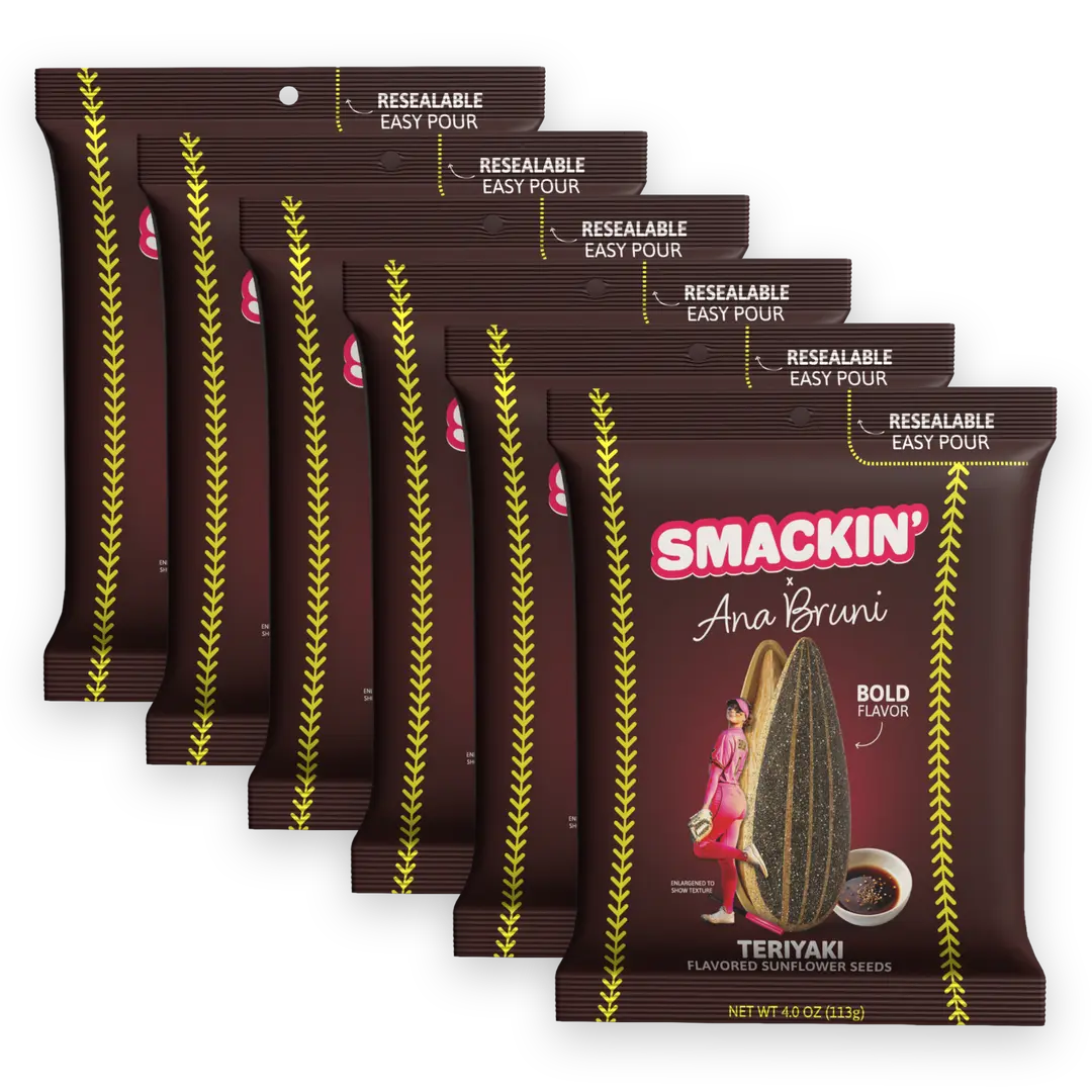 SMACKIN' Sunflower Seeds ANA BRUNI TERIYAKI - 6 Resealable 4 OZ. Bags