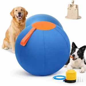 Jumbo Dog Herding Ball, Giant Inflatable Play Ball with Handle Cover & Pump for Outdoor Chase & Exercise