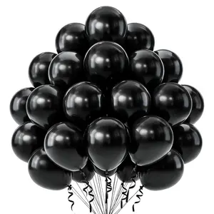 Black Party Balloons, 5/10/12/18/36inch Multiple Sizes Available, Black Matte Latex Helium Balloons, Perfect for Birthday Wedding Anniversary Graduation Baby Shower Gender Reveal Halloween Prom Casino Disco Bachelor Party Father's Day, Premium Party Decor