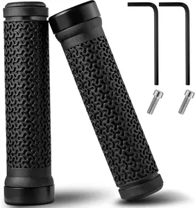 Handlebar Grips, Single Lock-on Professional Mountain Bicycle Handlebar Locking Grips with Anti-Slip, 2 count Screw and 2 count Allen Wrench for Free