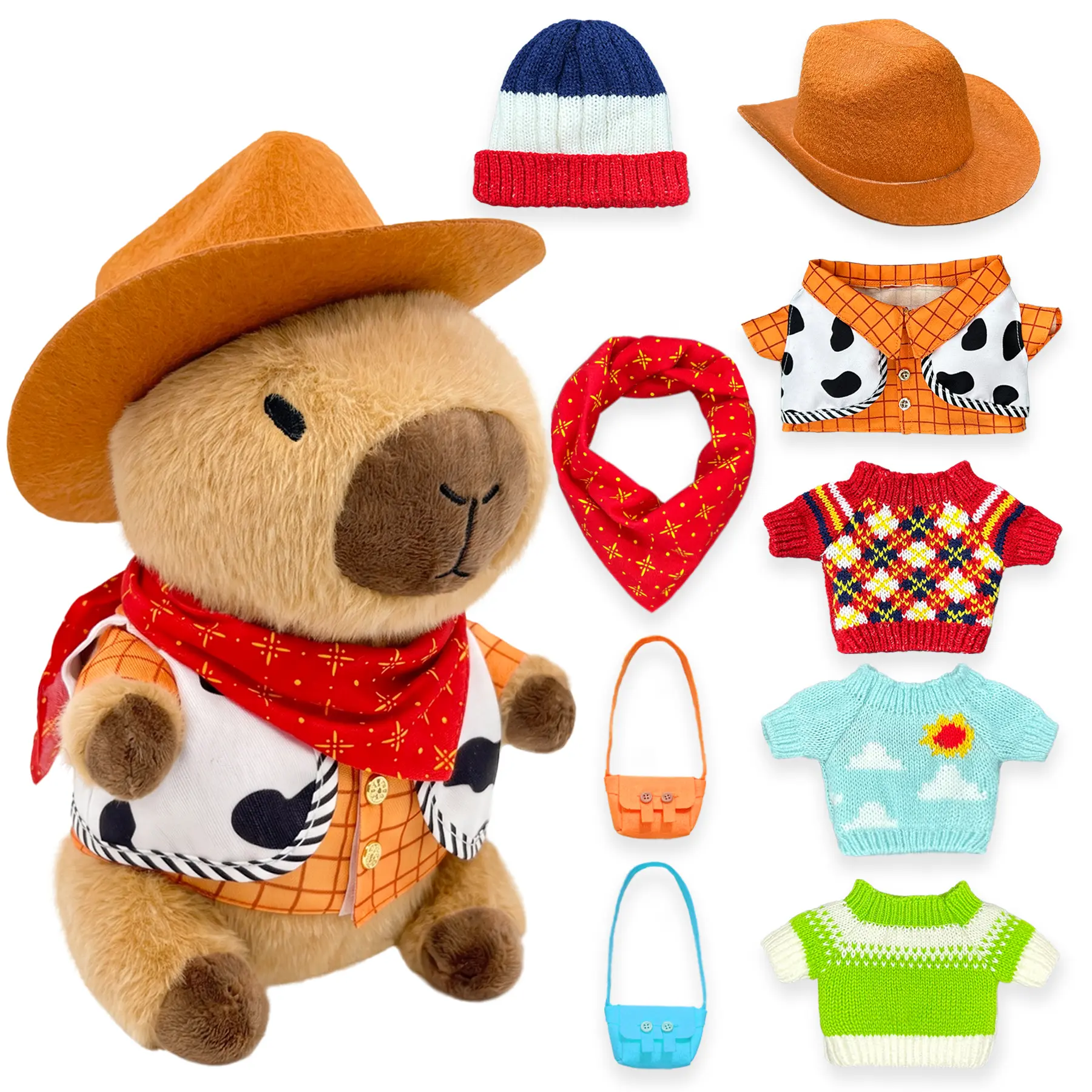 10.2-Inch Capybara Stuffed Doll, Kawaii Comfort Plush with Outfit Accessories & Detailed Clothing Pieces, Compact Soft Toy for Bed Decoration & Room Decor Gifts for Capybara Lovers, Fluffy Stuffed Toys