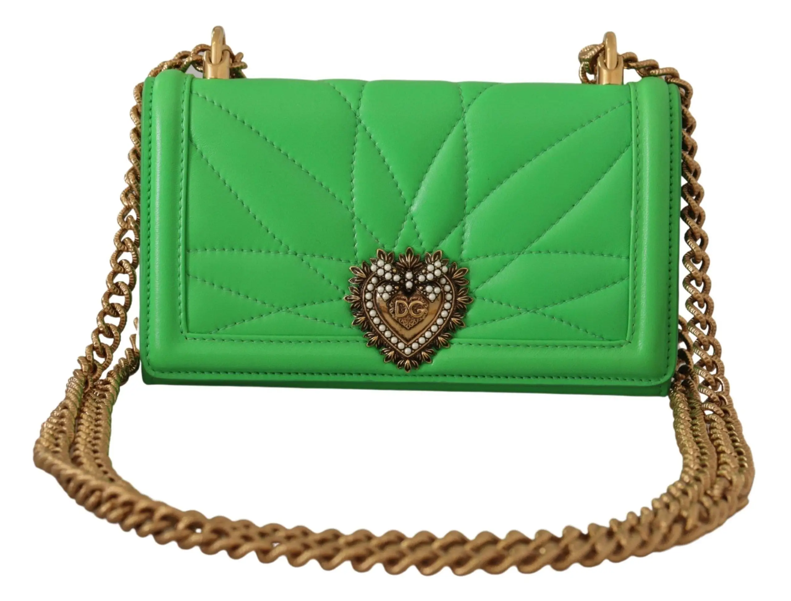 Pre-owned Dolce & gabbana 100% Leather clutches & wristlets Green Leather iPhone 11 Pro Case with Shoulder Chain