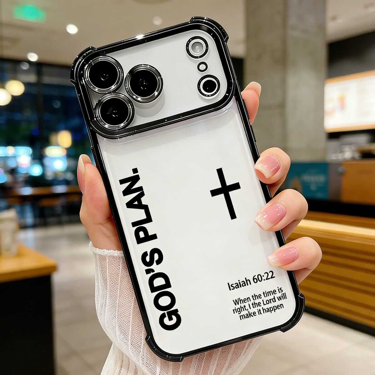 Trendy God's Plan Cross iPhone Case, Christian Isaiah 60:22 Clear Rose Gold Shockproof Cover for 11-17 Pro Max Plus Air, Religious Inspirational Gift for Believers DDSJ-26040409