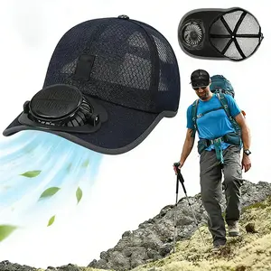 Solar-Powered Cooling Sun Visor Hat, USB-Charging Breathable UV Protection Baseball Hat for Men and Women
