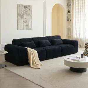 HipyMo 120'' Oversized Modular Sectional Boneless Couch with Ottoman & 3 Pillows, Plush Chenille Fabric Living Room L-Shaped Sofa, Big Comfy Couch with Deep Seat & Wide Arms, Space-Saving Recliner Design,  No Assembly Needed